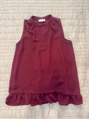 LOFT Sleeveless Ruffle Hem Camisole - Wine